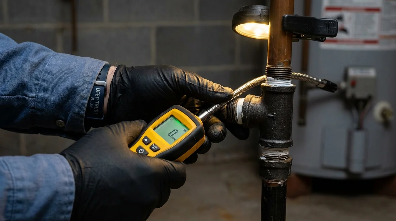 Gas leak detection with electronic sniffer by Johns Plumbing LLC in Gardner
